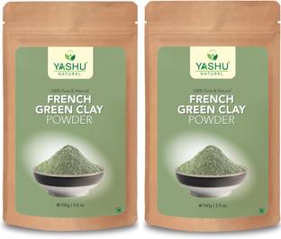 Yashu Pure & Natural FRENCH GREEN CLAY Face Pack Powder for Skin Detoxification | Pore Cleansing | Acne Care | Flawless Skin