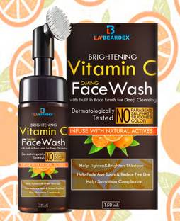 la'beardex Brightening Vitamin C Foaming with Built-In Face Brush for deep cleansing - No Parabens, Sulphate, Silicones & Color - 150 ml  ll Brightening Vitamin C Foaming with Built-In Face Brush for deep cleansing - No Parabens, Sulphate, Silicones - 150 ml  Face Wash