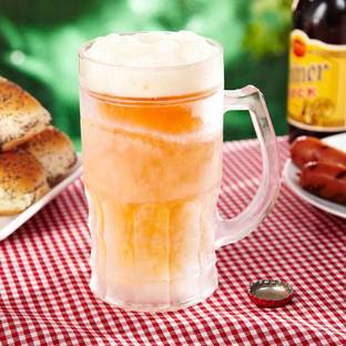 FITUP ™Fake Beer Double Wall Freezing Gel Inside Transparent Glass 350 ml Fake Fun Double Layer Beer for Chilled Beer for Long Time Cold Drink Beer for Prank Gift for Beer Plastic Beer Mug