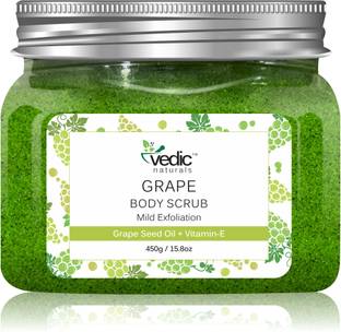 Vedic Naturals Grape Body Scrub 450gm | Tan Removal | Removes Dead Skin | Exfoliation | 100% Organic Scrub
