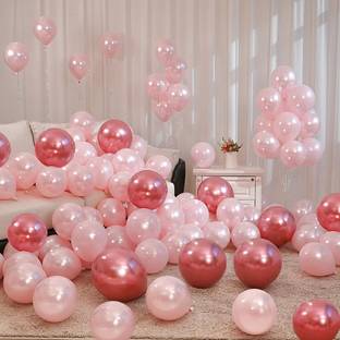 BashNSplash Solid Pink Metallic & Pink Chrome Balloons birthday Party Decoration (PACK OF 60) Balloon