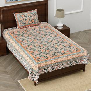 Shubastik 144 TC Cotton Single Floral Flat Bedsheet