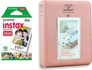 FUJIFILM Instax Mini 10x1 Sheets Instant Film with Instax Time Photo Blush Pink Album 64 Sheets Film Roll