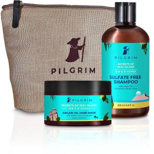 Pilgrim Hair Care Kit Sulphate Free Shampoo 200ml + Hair Mask 200g For Hair Growth, Hair Fall Control