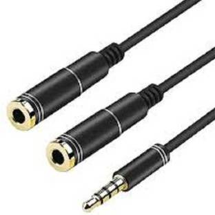 IMMUTABLE AUX Cable 0.3 m 88-R_Y SPLITTER CABLE AUX_3.5mm Jack Headphone & Mic Y Audio Splitter Cable 1 Male to 2 Female 0.3 m AUX Cable (Compatible with Aux Devices, Black, One Cable)