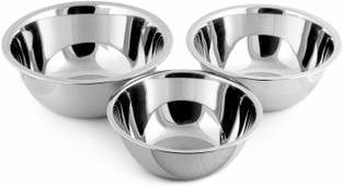 RBGIIT Stainless Steel Atta Dough Parat / Light Weight Multipurpose Basin Bowl/Basin Parat / Life Time Flower Design Laser Printed Stainless Steel Parat Bowl Induction Bottom Cookware Set