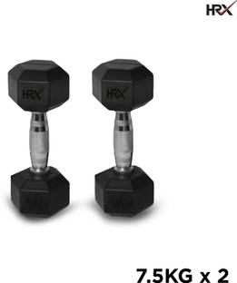 HRX Solid Rubber Hex (7.5Kg*2) Fixed Weight Dumbbell