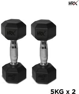 HRX Solid Rubber Hex Fixed Weight Dumbbell