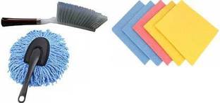 NOHUNT Long Plastic Handle Carpet Brush with Long Bristles for Car Seats, Sofa, Carpet, Mats for Cleaning Purpose (1)| resuable and washable Sponge Wipes with super absorbant biodegradable cellulose material for kitchen and home cleaning, Super Absorbent Reusable ,Kitchen Cleaning Sponge Wipes Surface Scrubbing Cloth Mop (5)| Super Soft Microfiber Car Dash Duster Brush for Car Cleaning Home Kitchen Computer Cleaning Brush Dusting Tool (1) Cleaning Brush, Duster, Scrub Pad
