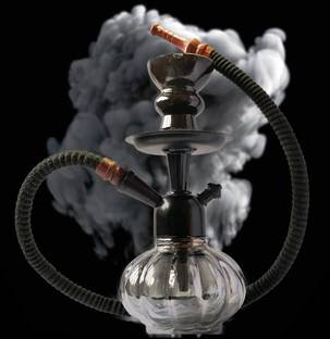 Misr Puff Fifty Shades of Grey Metallic Permanant Color Pot Shishah IRON TRAY 10 inch Iron, Borosilicate Glass Hookah