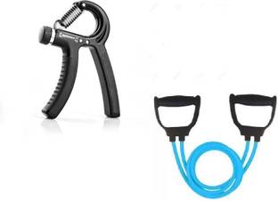 EMMKITZ Combo Rubber Bands for Fitness Exercise Resistance Tube with gripper Home Gym kit Resistance Tube
