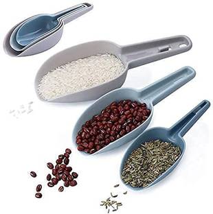veniqe Food Scoop Plastic Scoop Set Dry Food Scoop Ice Scoop Candy Scoop Puppy Food Feeder Shovel Multipurpose Handy Scoop Set of 3 Stackable Design Measuring Flour/Grains/Rice/Sugar Kitchen Scoop Kitchen Scoop