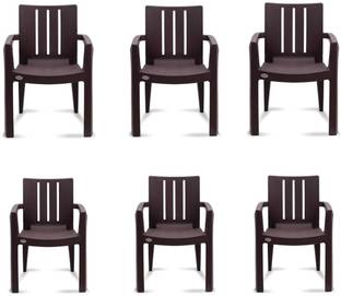 Supreme BROWN SET OF 6 CHAIR FULLY COMFORT nd weight bearing capacity 200 kg outdoor chair Plastic Outdoor Chair