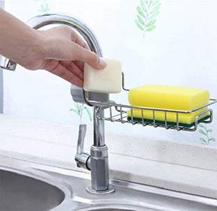 KitchenFest ® Stainless Steel Kitchen Faucet Soap Sponge Holder Dish Drain Rack for Sink Caddy Tap
