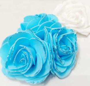 PARRADISE Artificial Flower Foam Rose Real Touch Roses Flower Heads for DIY Wedding Engagement Birthday Party Bouquets Centerpieces Arrangements Party Baby Shower Home Decor Blue Rose Artificial Flower
