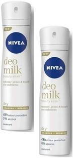 NIVEA (Deo Milk Beauty Elixir Dry Deodorant) Each Dry 150ml Pack of2 Deodorant Spray  -  For Women