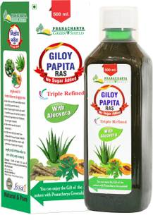 Pranacharya Greenshield Giloy Papita Juice with Tulsi, Aloevera & Punarnava for Immunity booster | Pure & Natural