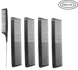 E-DUNIA 1 Pin Rat Tail Sectioning Partition Comb with 4 Half Coarse and Half Fine General Grooming Comb, Black [Pack of 5]