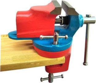 Scorpion Revolving Type Vice (2-1/2 inch) Cast Iron Professional Table Baby Vice Clamp (Orange and Blue) Multi Vise Tool