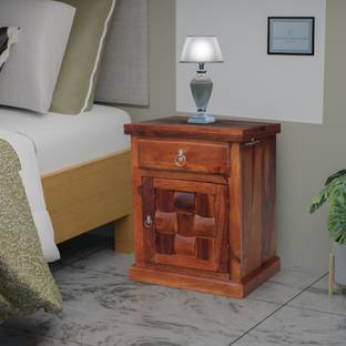 Tamannaartpalace Solid Wood Nivora Bedside Table with Storage in Natural Honey Oak Finish, Pre-Assembled Solid Wood Bedside Table