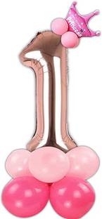 Shopperskart Solid  Rose Gold Toy Foil Balloon with crown & balloons for 1st Birthday Decoration Items for Girls Balloon