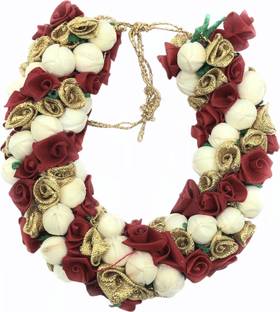 SP GLOBAL Gajra (Pack of 1) Mogra Fragrance Artificial Hair Juda Gajra Hair Accessory Set(White,Red,Gold) Hair Accessory Set Bun