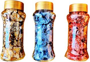 Mahir Glitter Metallic Foil Packs of Gold Leaf Gilding Flakes Imitation Gold Metallic Foil Flakes for Nail Arts, Paintings, DIY Crafts, Resin Arts ( Gold, Silver and Copper, 5 Gm for Each Bottle.
