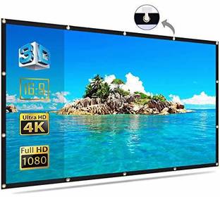 IBS , 6 FT Diagonal 72 Inch, 4.6 X 3.3 Feet 4:3 UHD-3D-4K Technology Eyelets Type Foldable Anti-Crease Portable Washable Indoor Outdoor Projection Movie Screen Support Double Sided Projection for Home Theater Projector Screen (Width 142.24 cm x 101.6 cm Height)