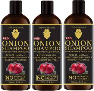 UrbanMooch Red Onion Shampoo 100 % Pure & Natural Strengthen Hair Natural Conditioner & Reduce Hair Fall (Improves Hair)-100ml-Pack of 3-Bottle-