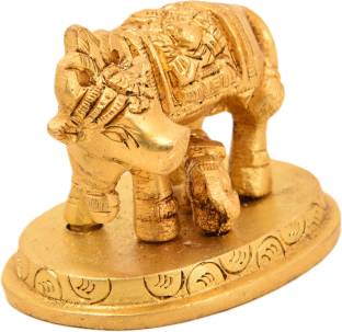 Kalarambh Brass Cow with vachedu (2.5 x 2 x 2 inches) Decorative Showpiece  -  5.08 cm