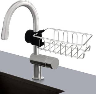 BUNLEK Stainless Steel Kitchen and Bathroom Faucet Soap Scrubbers Sponge Holder Rack