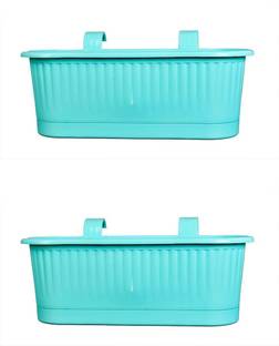 mastBus (2 Pcs) Balcony Railing Hanging Pots Planters For Railing Plant Hooks And Hangers Plant Container Set