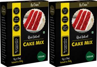 La Casa Vegan Red Velvet Cake Mix | Combo Pack of 2 | Super Moist & Extra Soft | 100% Natural | 600 g