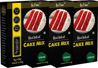 La Casa Vegan Red Velvet Cake Mix | Combo Pack of 3 | Super Moist & Extra Soft | 100% Natural | 900 g