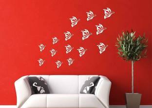 Asmi Collections 135 cm 15 Beautiful White Butterflies Wall Stickers Self Adhesive Sticker