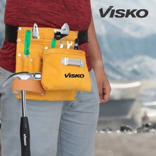 VISKO Leather Tool Bag With 5 Pockets , Hand Tool Holders Leather Tool Bag