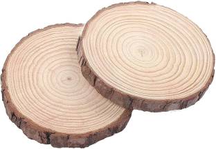 T4U4 100pcs Natural Pine Wood Slices Round Disc Tree Bark Chips Craft Circ 