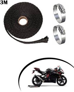 Giinix 3 Meter Black Bike Silencer Wrap With 2 Clamp for Apache RR 310 Bike Exhaust Heat Shield