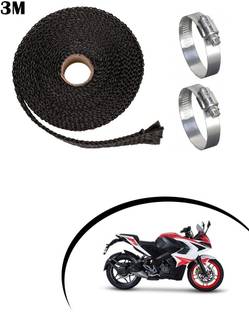 Giinix 3 Meter Black Bike Silencer Wrap With 2 Clamp for Pulsar RS 200 Bike Exhaust Heat Shield