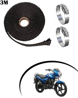 Giinix 3 Meter Black Bike Silencer Wrap With 2 Clamp for Star City Plus Bike Exhaust Heat Shield