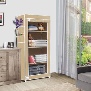 FABURA Single Door With 4 Shelf Carbon Steel Collapsible Wardrobe