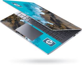 Techfit HD Printed Laptop Skin Full Panel Decal Sticker Vinyl for all Size Laptops upto 15.6 inch No Residue, Bubble Free - Blue Sea Hp Logo Self Adhesive Vinyl Laptop Skin Compatible for 15.6 inch