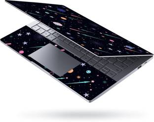 Techfit HD Printed Laptop Skin Full Panel Decal Sticker Vinyl for all Size Laptops upto 15.6 inch No Residue, Bubble Free - Galaxy Black Self Adhesive Vinyl Laptop Skin Compatible for 15.6 inch