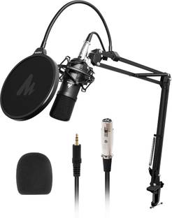 MAONO AU-A03 Condenser Microphone Kit Podcast Mic with Boom Arm Microphone Stand (Black)