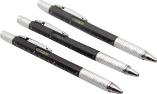 Ledos Set Of 3 -Ledos 5 in 1 Ballpoint Pen With 2 Screw Driver, Measuring Scale, level Indicator, For Office & School - Black Multi-function Pen