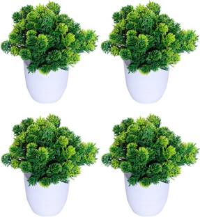 NERAPI Charming Green Grass Wild Flower Set Green Wild Flower Artificial Flower  with Pot