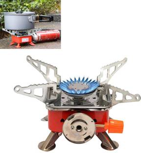 Point Zero Portable Windproof Folding Camping Stove with Carrying Pouch Stove Camping Iron Gas Lighter