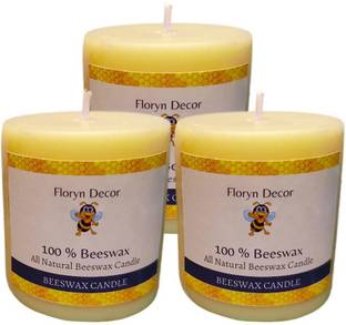 Floryn decor Beeswax Pillar Candle | Natural Beeswax Candle | Size 2 by 2 | Lavender | Set of 3 Candle