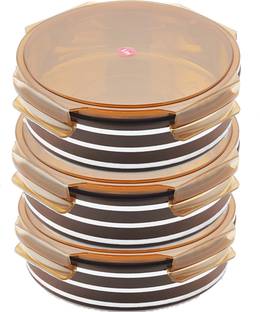 Nabhya 3 PC Stainless Steel Airtight & Leak Proof Lunch Box with Plastic Coating-575ML 3 Containers Lunch Box