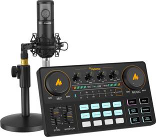 MAONO AU-AM200-S4 Podcast Production Studio with Audio Interface, DJ Mixer,Sound Card Microphone